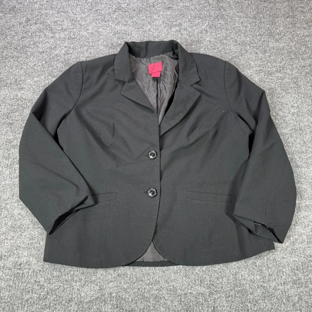 212 Collection Blazer Womens 16‎ Black Two Button Career Suit Jacket